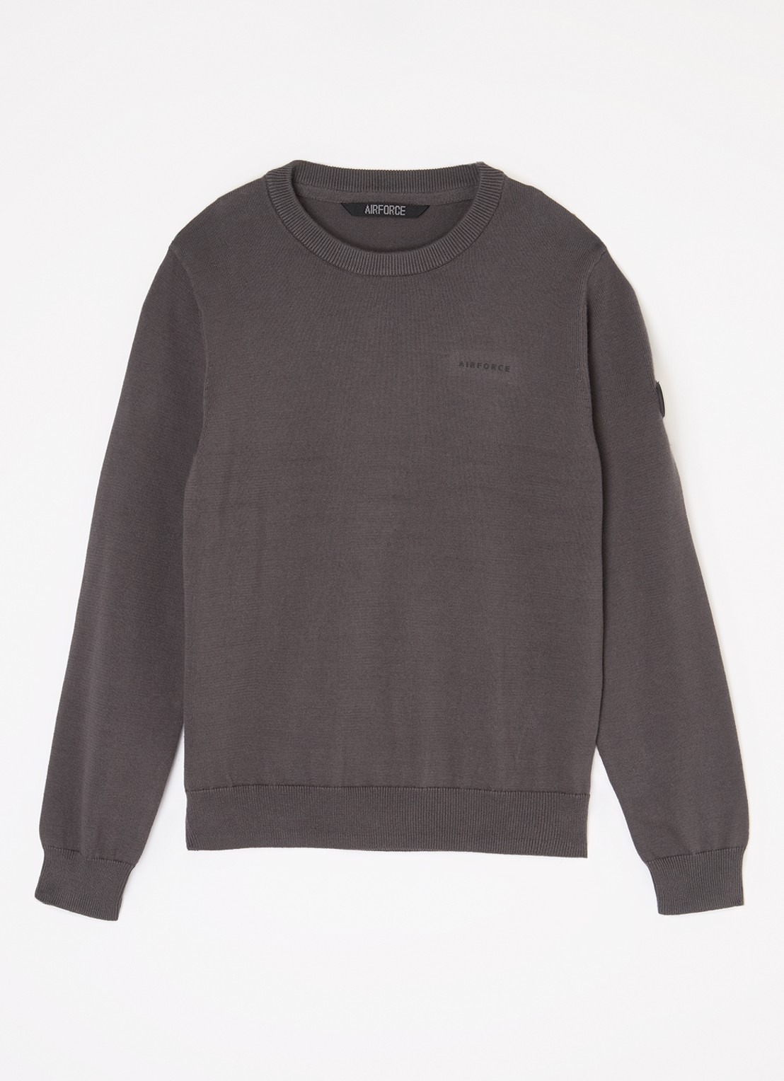 Airforce Fijngebreide pullover van  katoen - voorkant donkergrijs