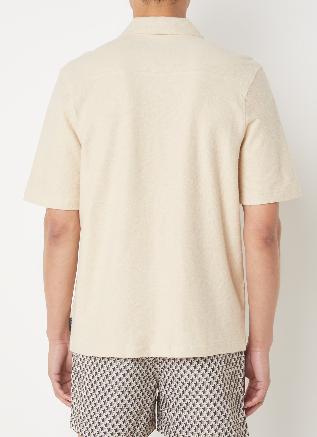 Airforce Fijngebreide regular fit overhemd met logoborduring - achterkant beige