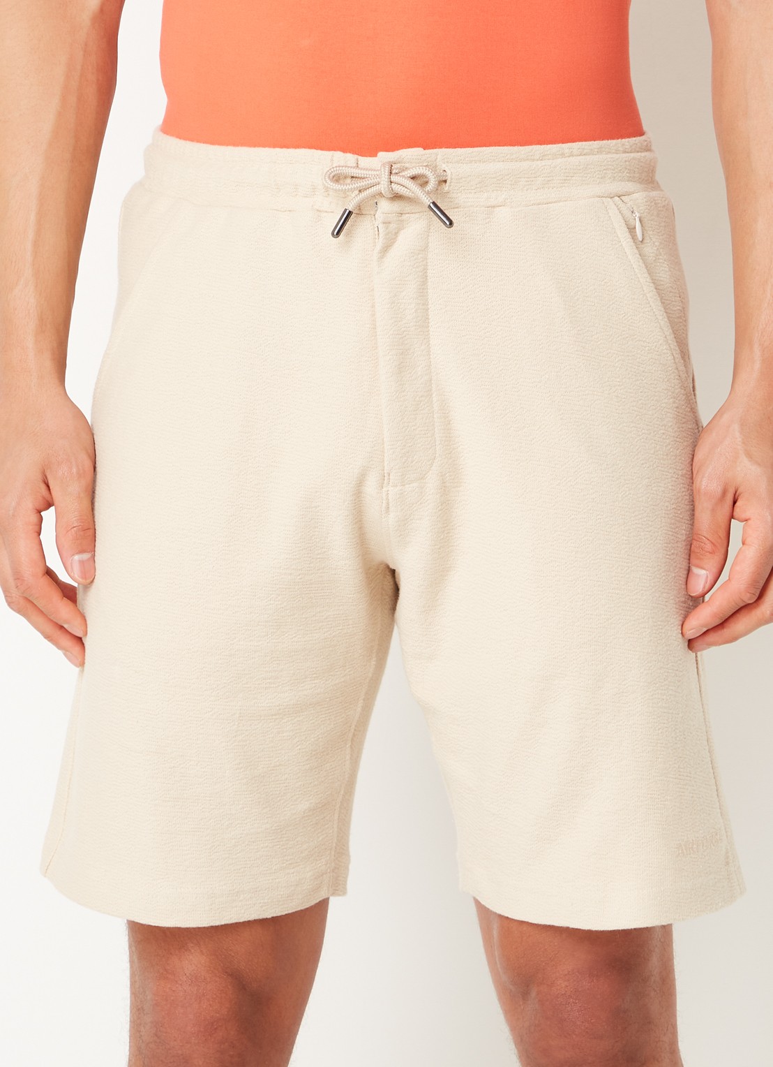 Airforce Fijngebreide straight fit korte broek van  katoen - detail 4 creme