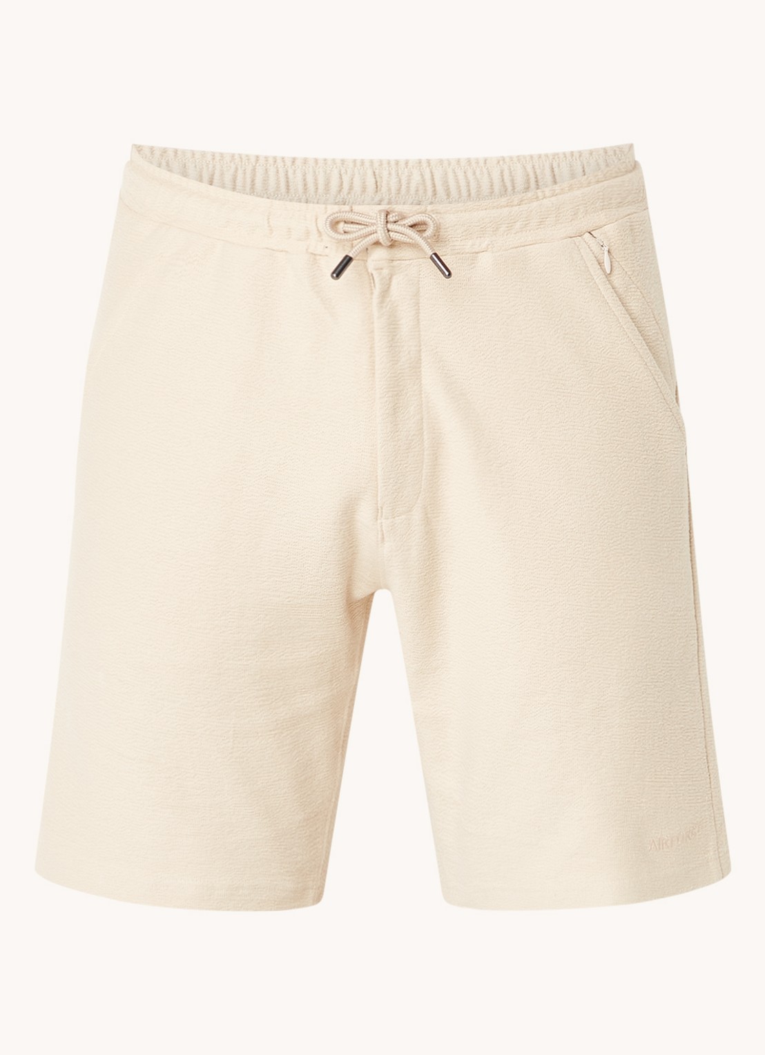 Airforce Fijngebreide straight fit korte broek van  katoen - voorkant 7 creme