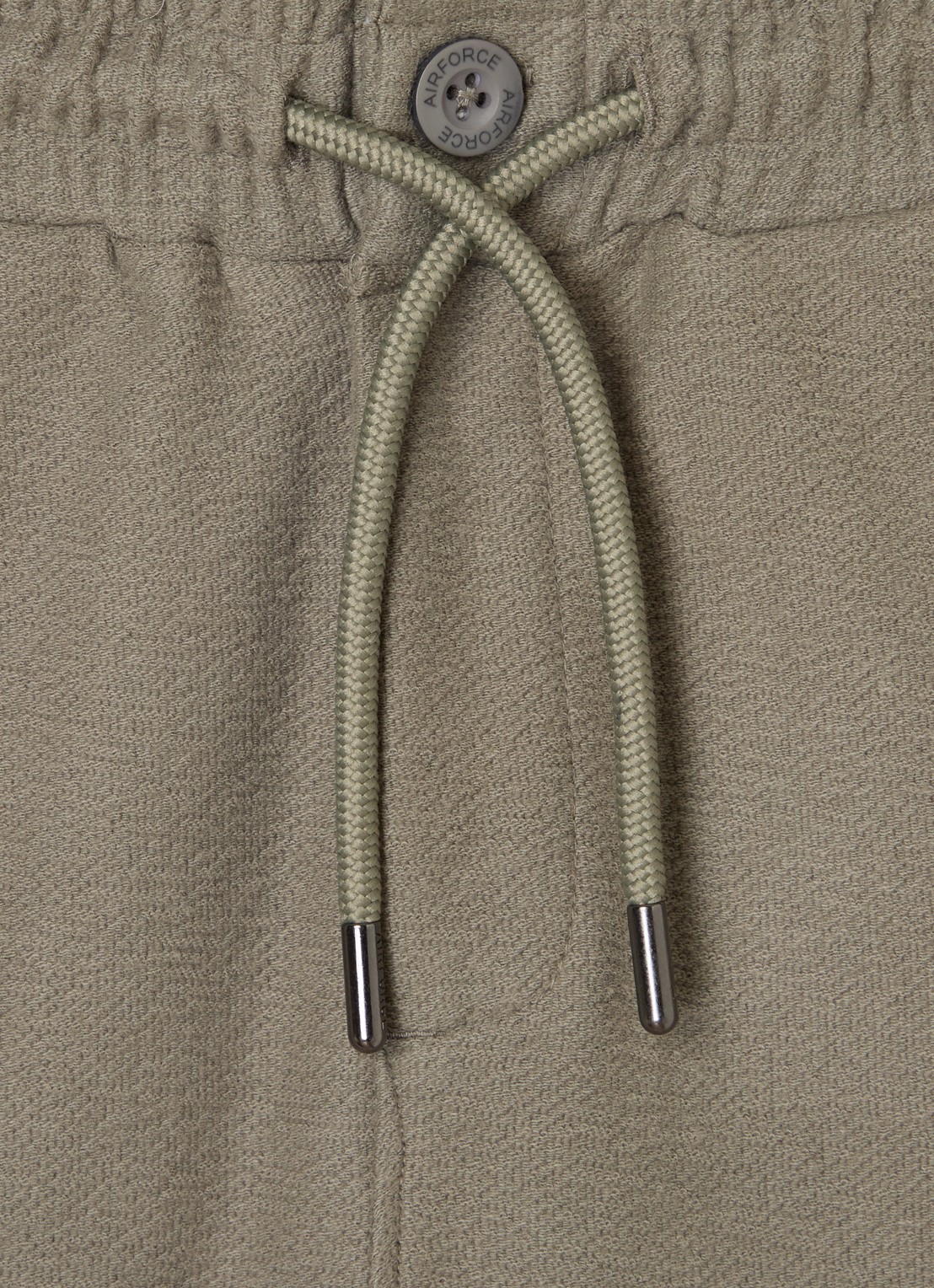 Airforce Fijngebreide straight fit korte joggingbroek van  katoen - detail 3 olijfgroen