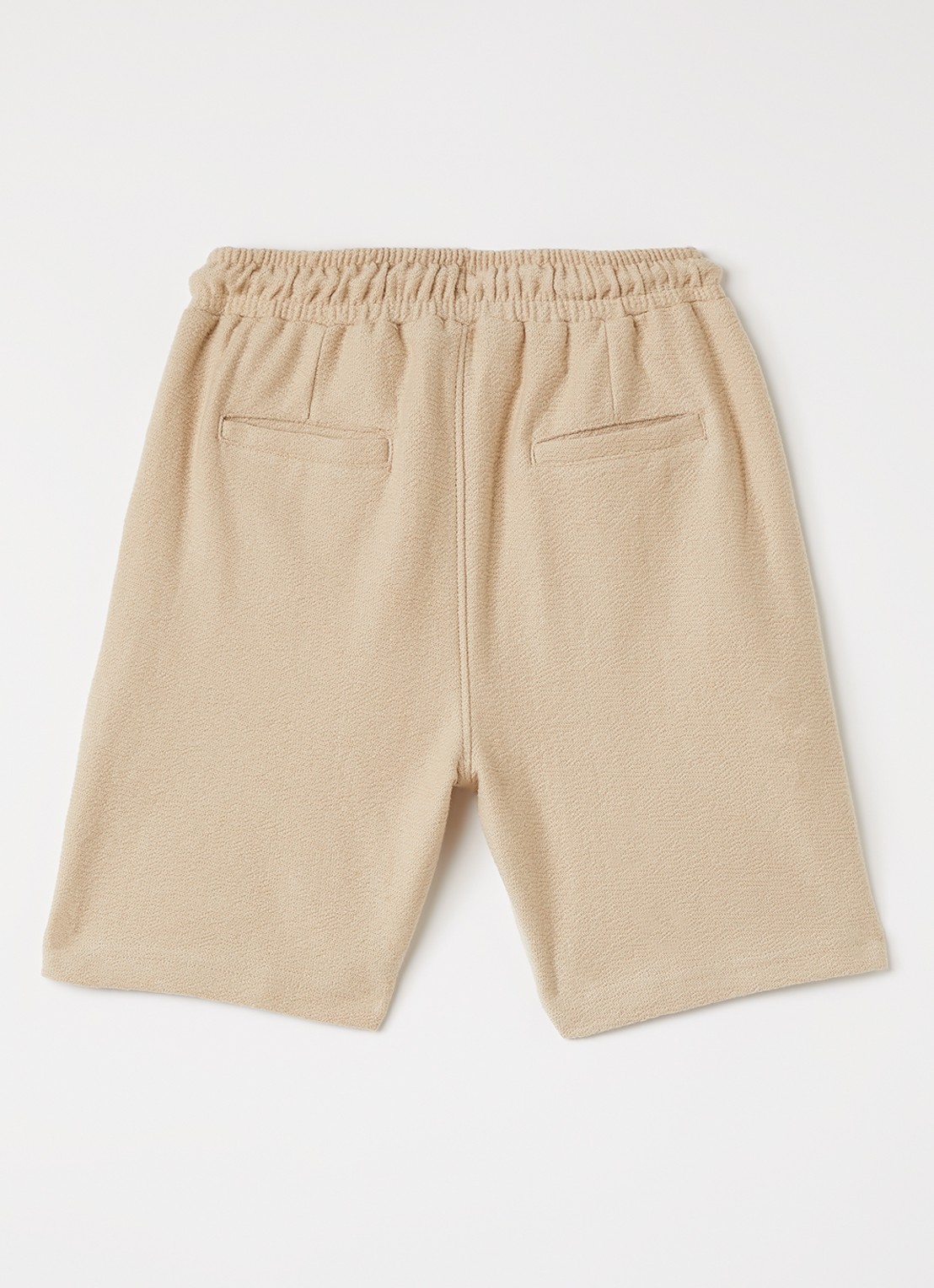 Airforce Fijngebreide straight fit korte joggingbroek van  katoen - voorkant 3 beige