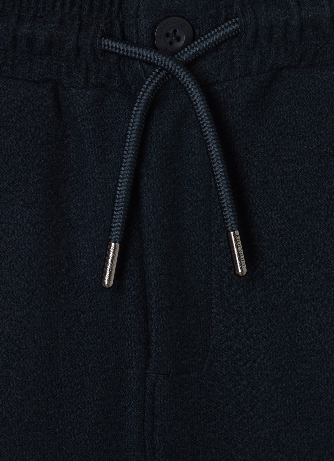 Airforce Fijngebreide straight fit korte joggingbroek van  katoen - detail donkerblauw