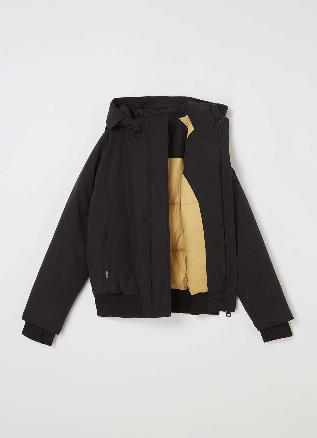 Airforce Gewatteerd bomberjack met capuchon - voorkant 2 zwart