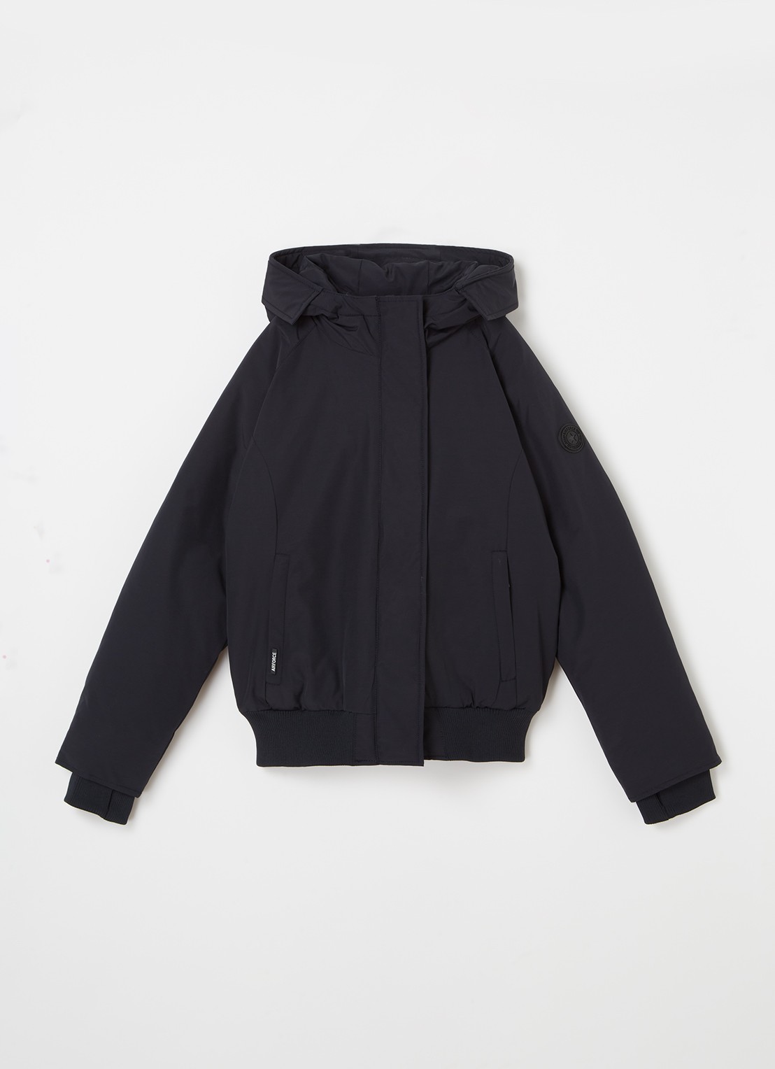 Airforce Gewatteerd bomberjack met capuchon - voorkant blauw