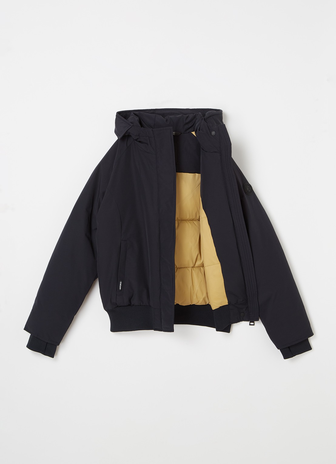Airforce Gewatteerd bomberjack met capuchon - voorkant 2 blauw