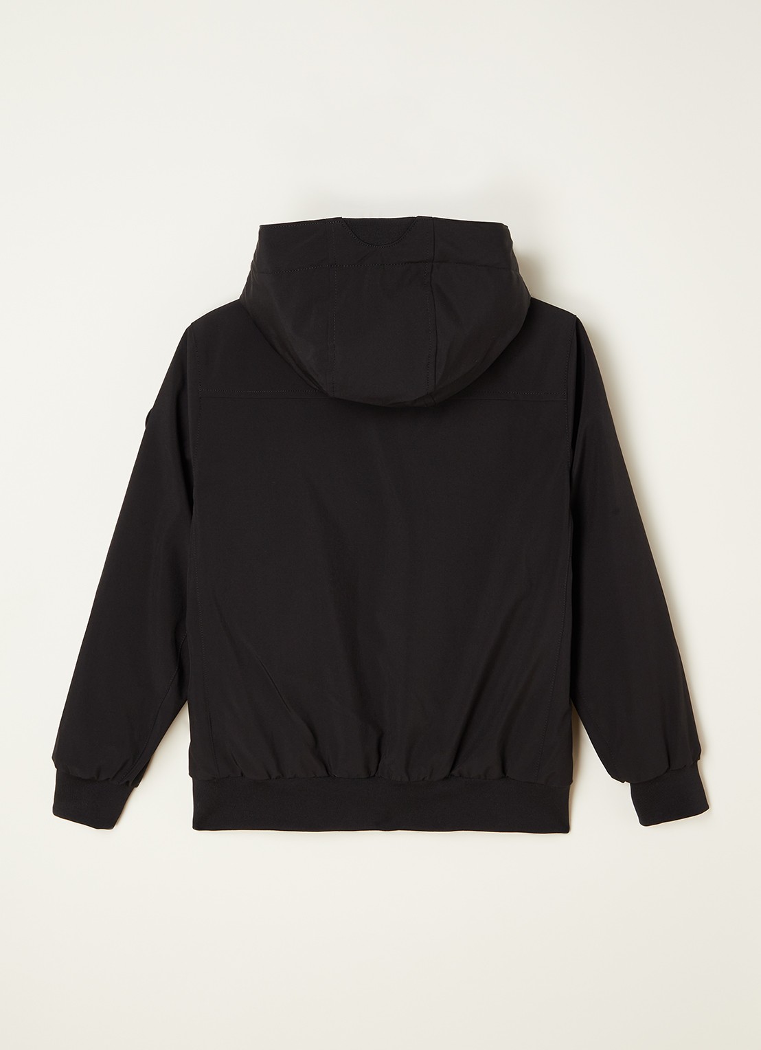 Airforce Gewatteerd bomberjack van softshell met capuchon - achterkant zwart