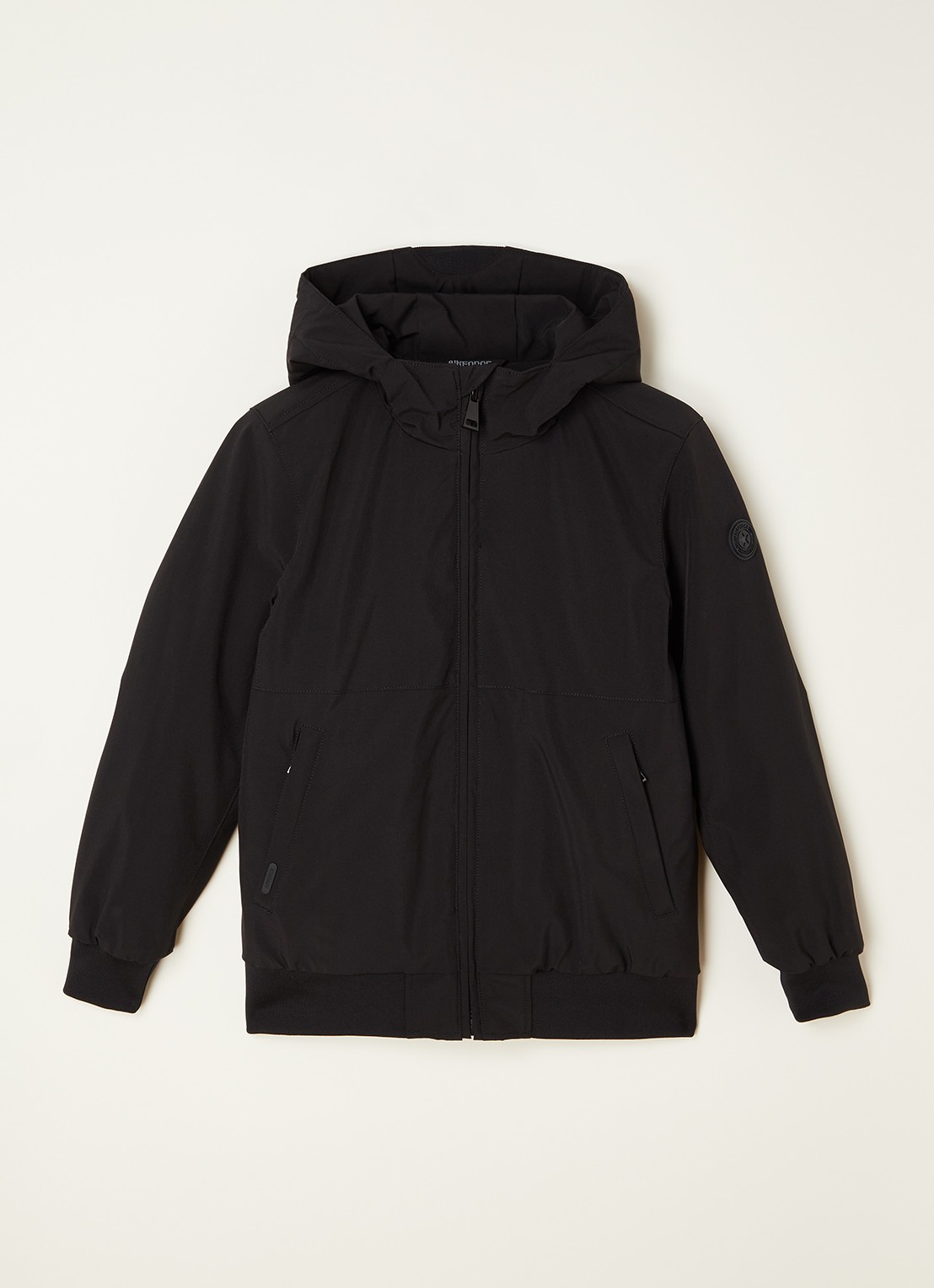 Airforce Gewatteerd bomberjack van softshell met capuchon - voorkant 2 zwart