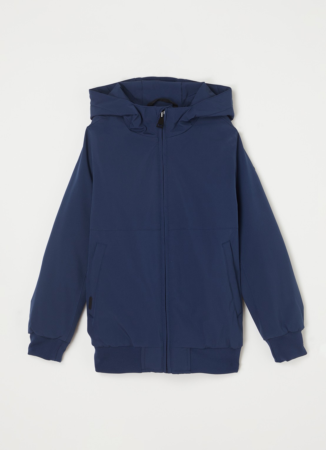 Airforce Gewatteerd bomberjack van softshell met capuchon - voorkant kobaltblauw