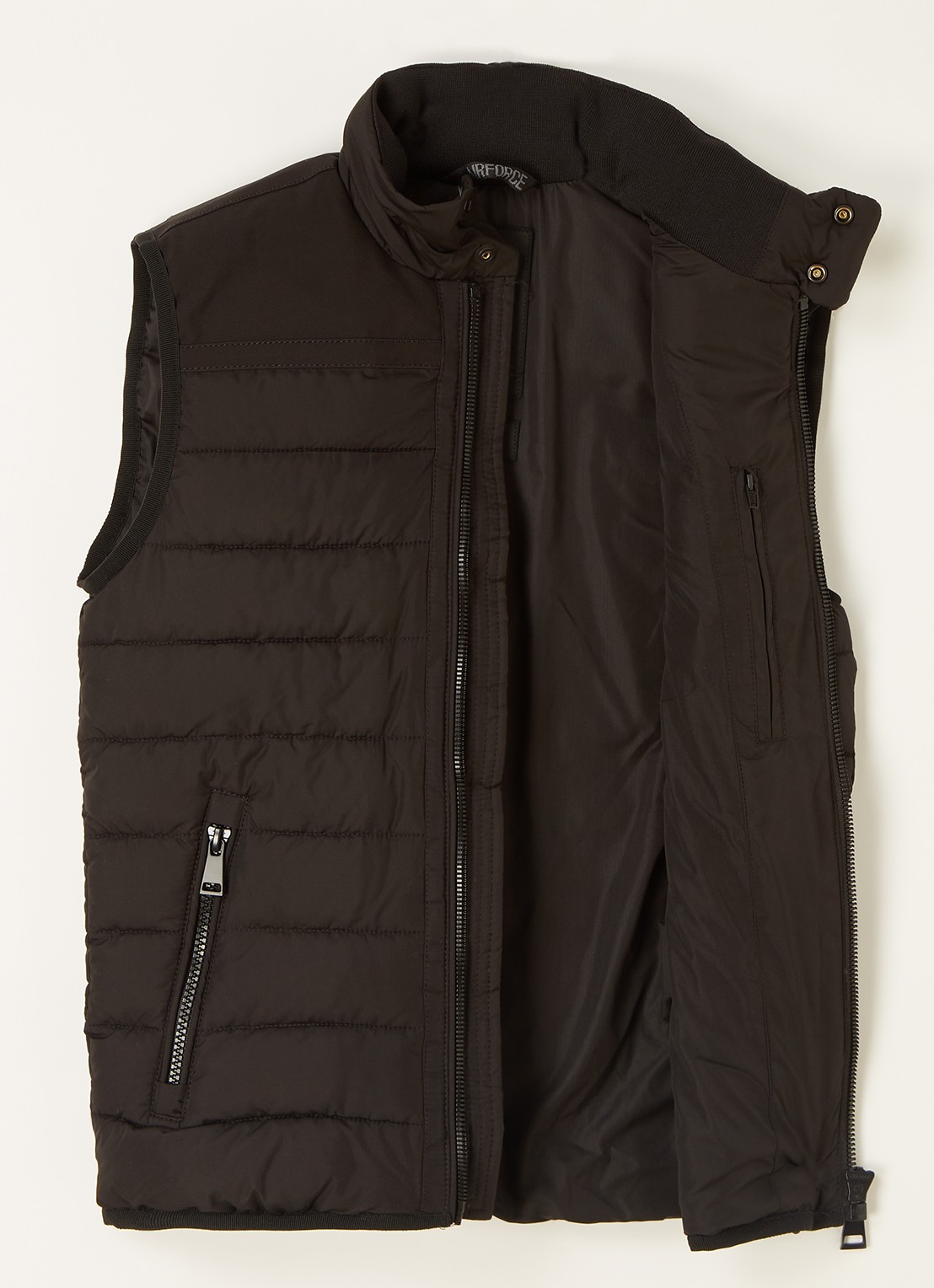 Airforce Gewatteerde bodywarmer met steekzakken - voorkant 2 zwart