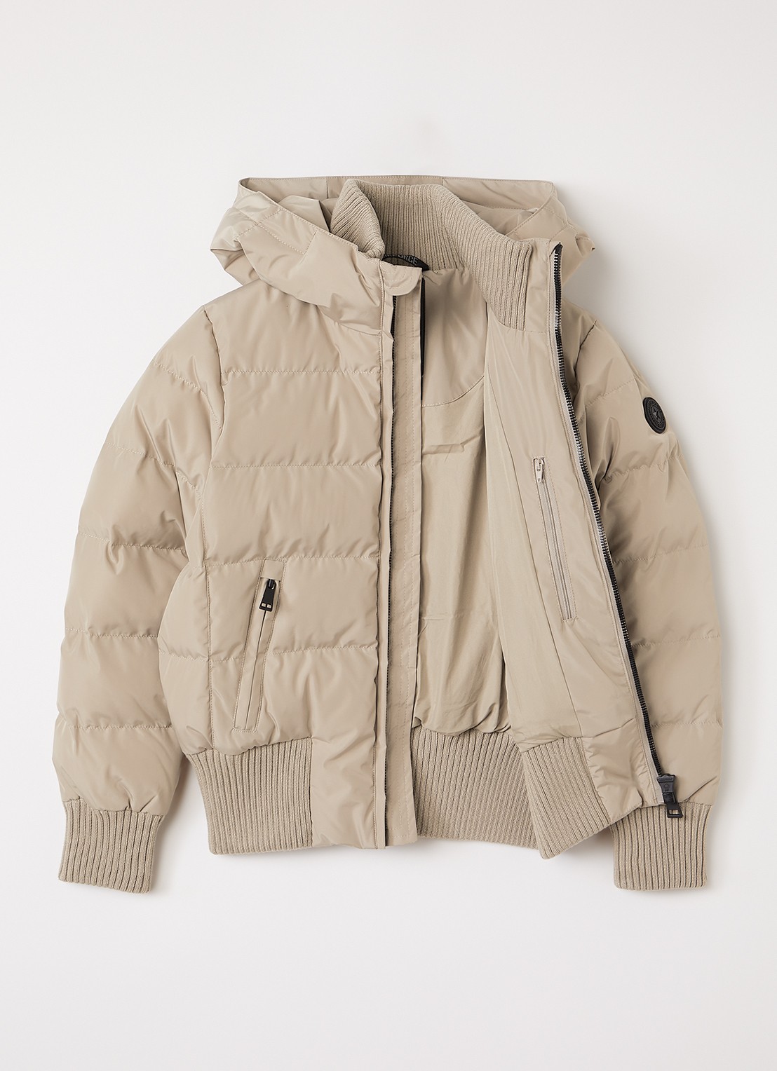 Airforce Gewatteerde bomberjack met capuchon - voorkant 2 beige