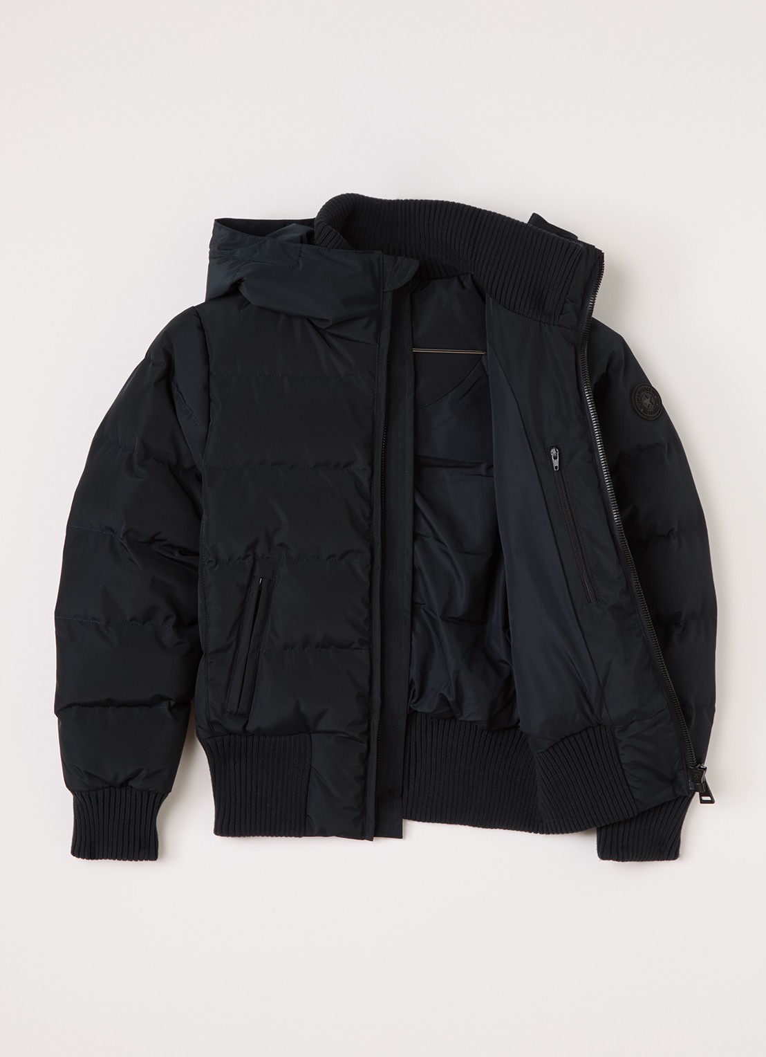 Airforce Gewatteerde bomberjack met capuchon - voorkant 2 donkerblauw