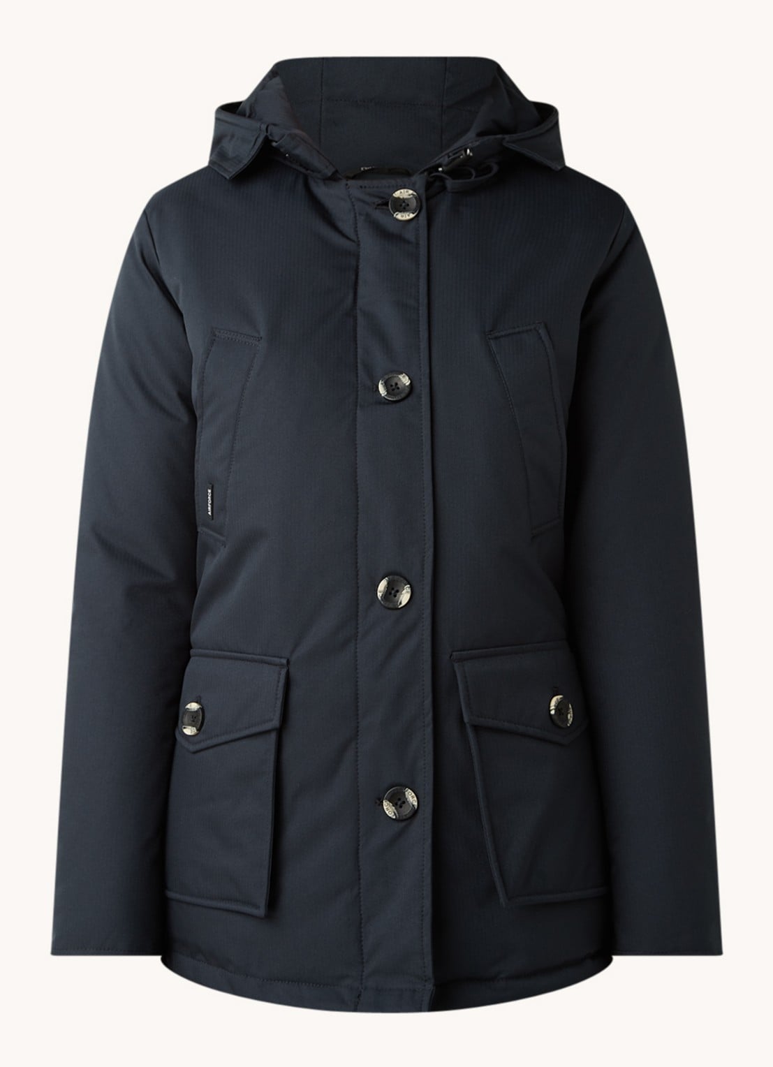 Airforce Gewatteerde jas met capuchon en visgraatdessin - voorkant 4 blauw