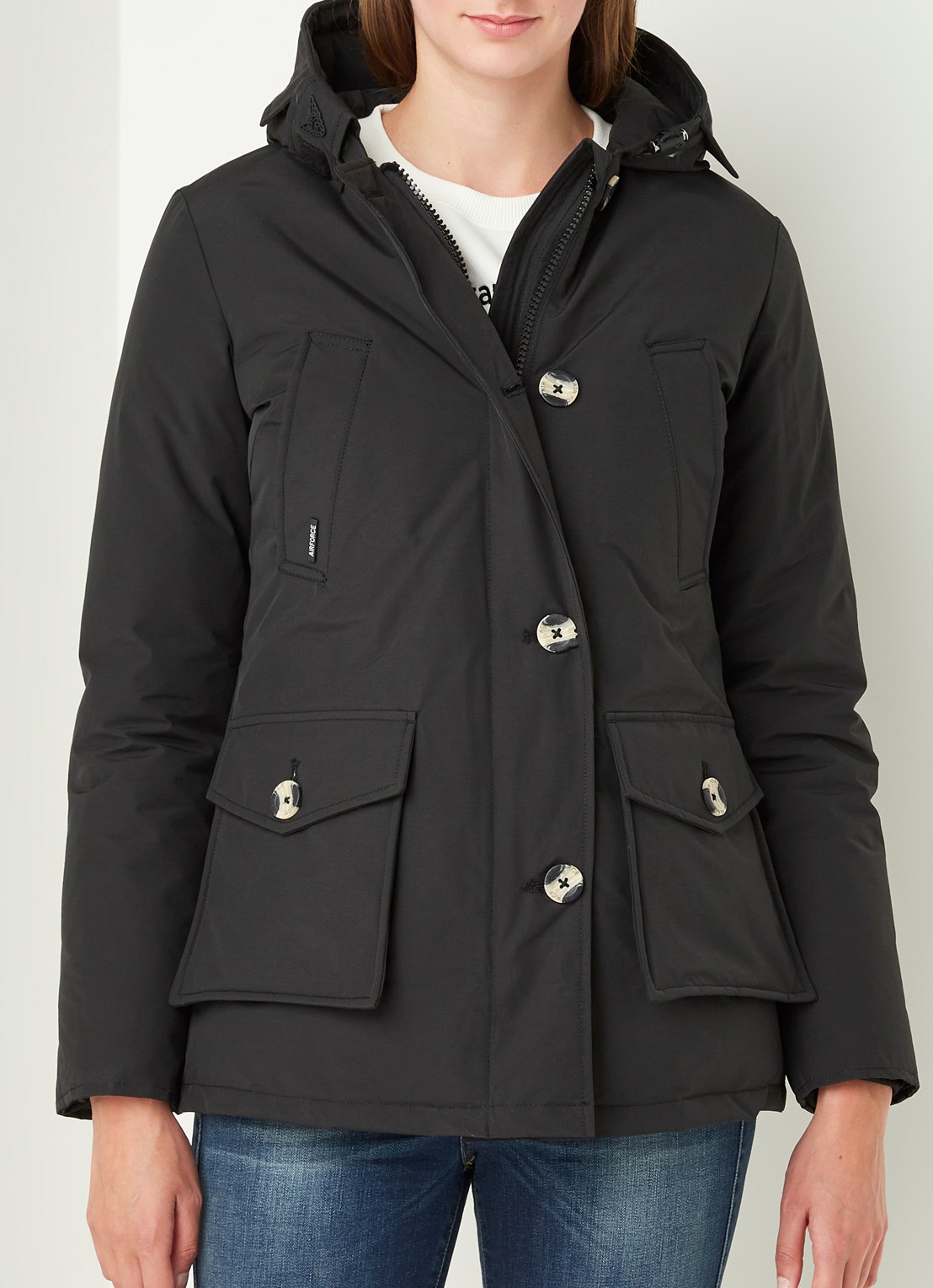 Airforce Gewatteerde jas met capuchon - detail 4 zwart