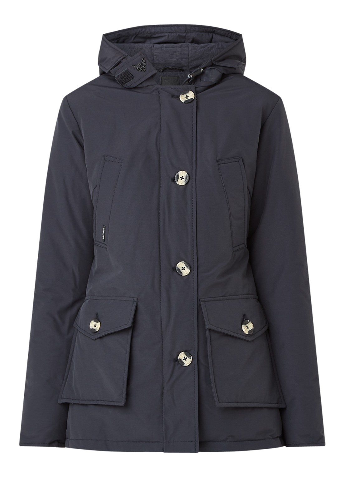 Airforce Gewatteerde jas met capuchon - voorkant blauw
