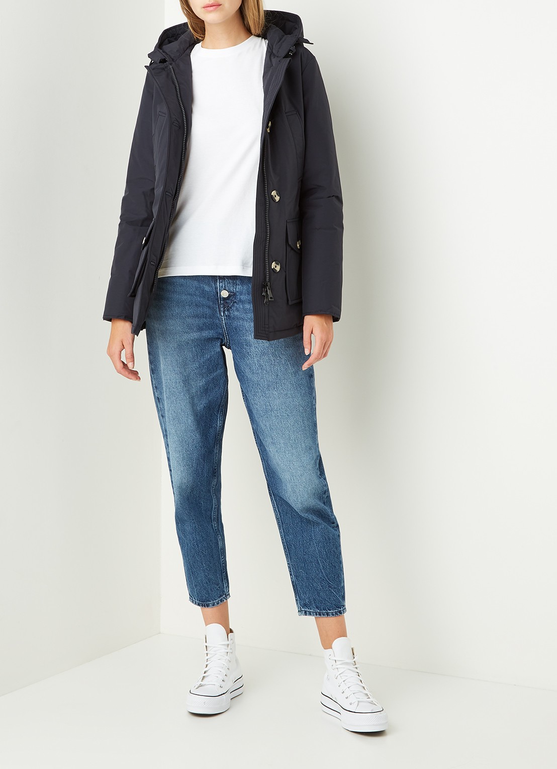 Airforce Gewatteerde jas met capuchon - voorkant 2 blauw
