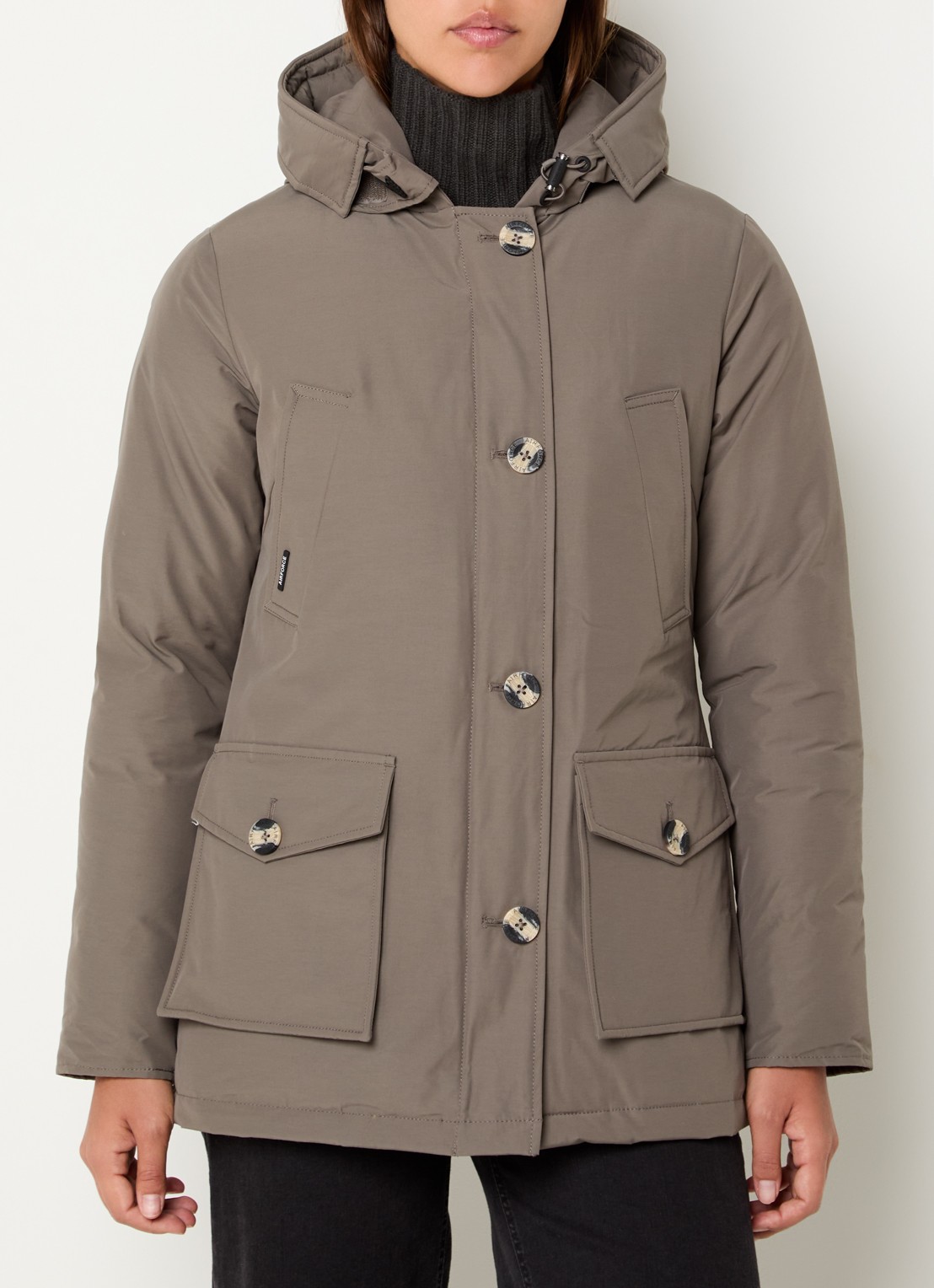 Airforce Gewatteerde jas met capuchon - detail 4 taupe