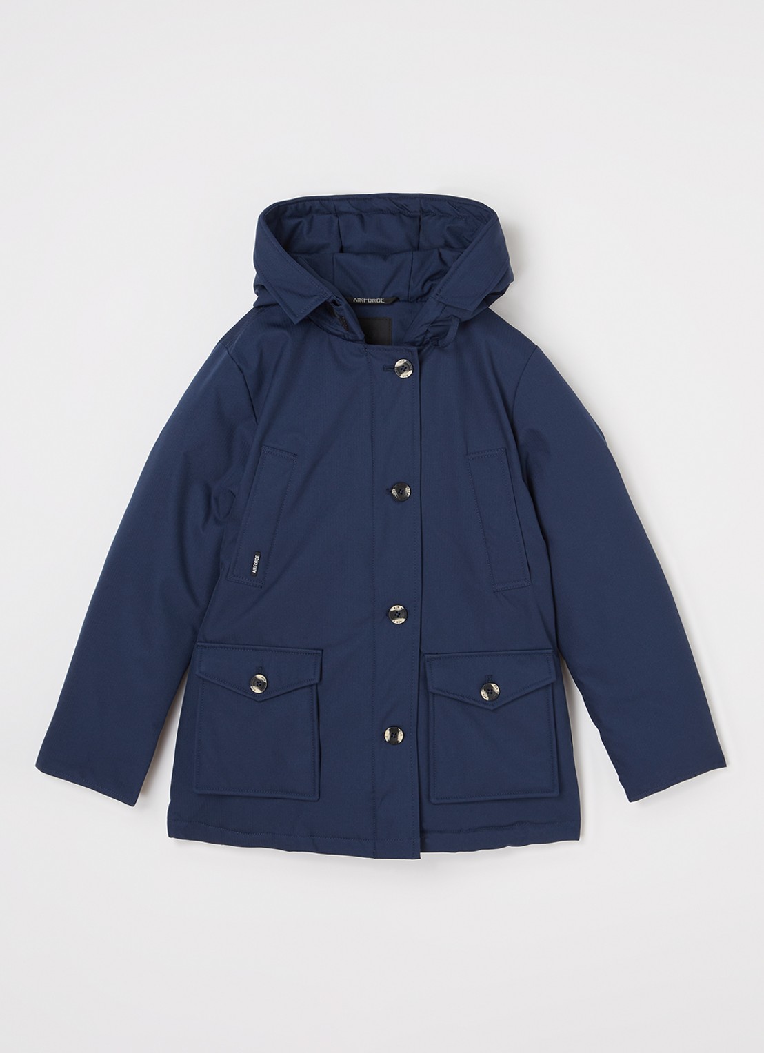 Airforce Gewatteerde jas met capuchon - voorkant 2 blauw