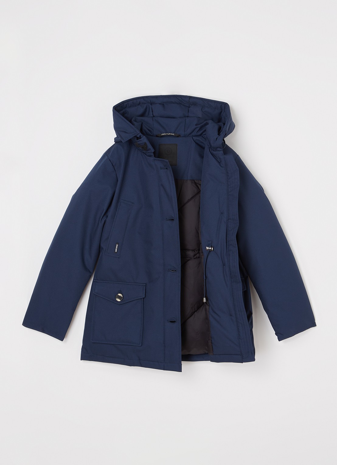 Airforce Gewatteerde jas met capuchon - voorkant 3 blauw