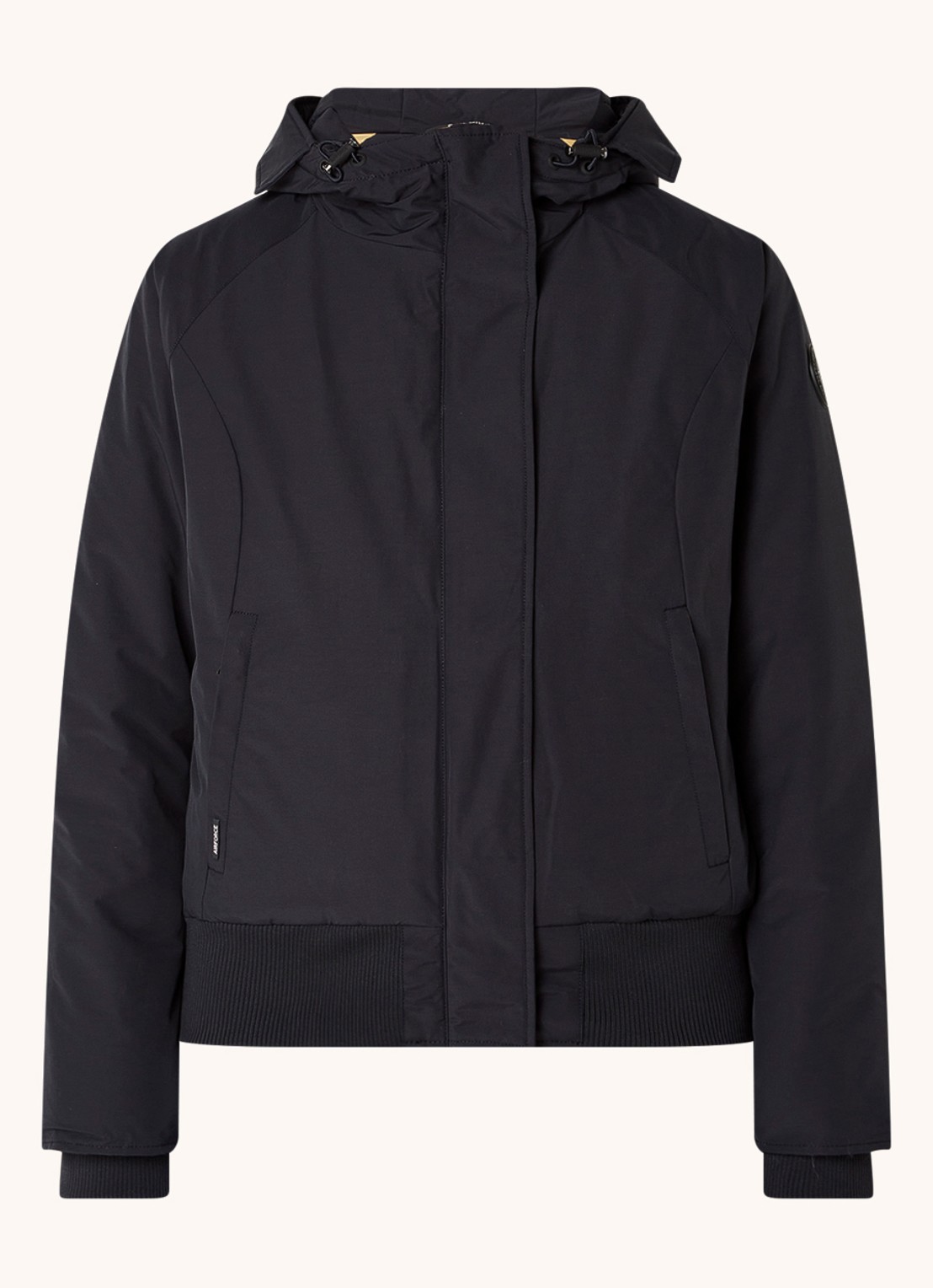 Airforce Gewatteerde jas met ritszakken en capuchon - voorkant 3 blauw