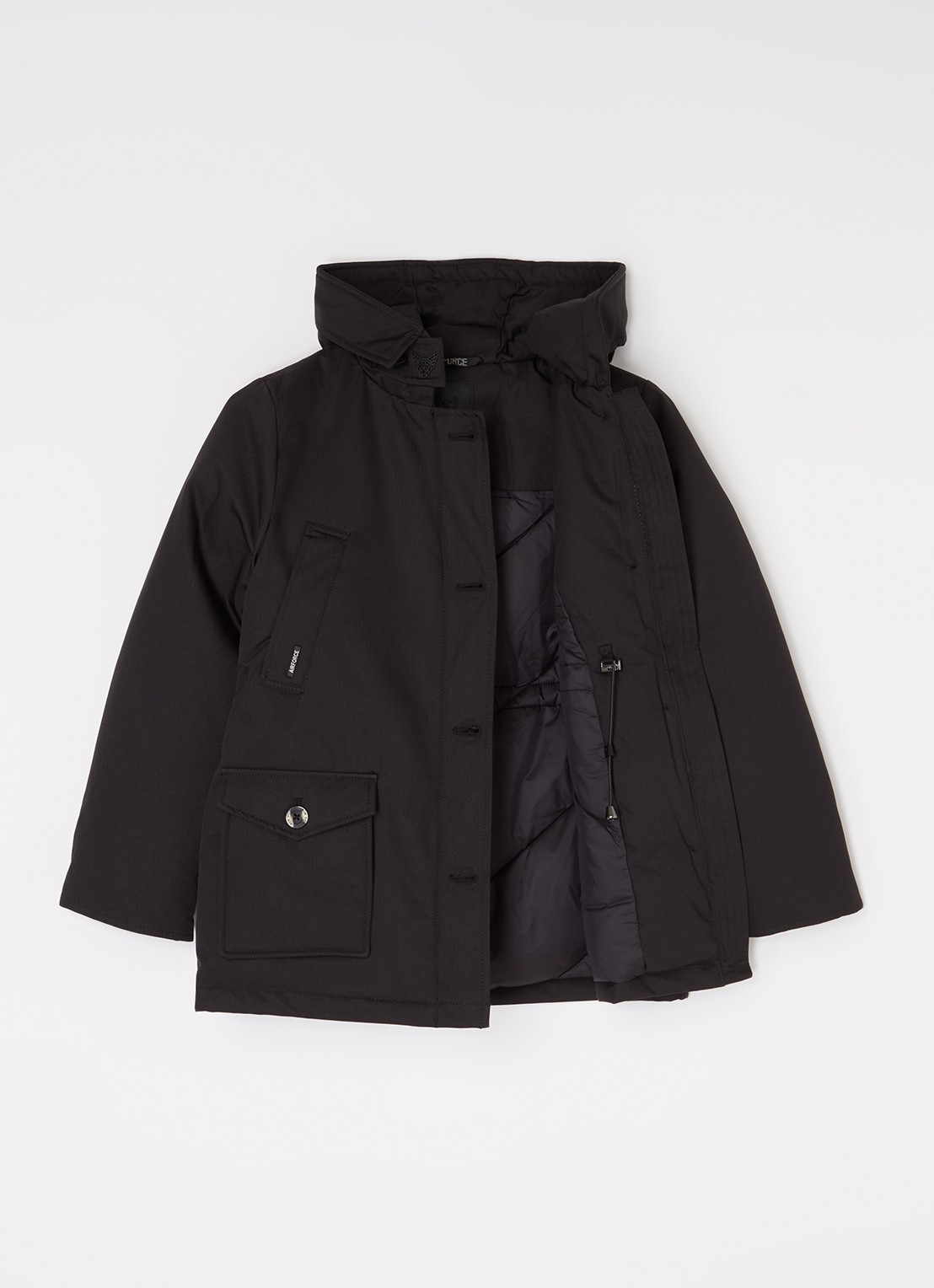 Airforce Gewatteerde parka met capuchon - voorkant 3 zwart