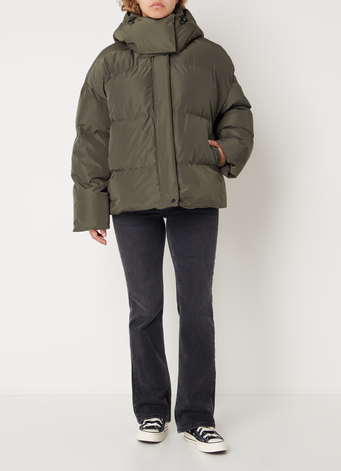 Airforce Gia puffer jack met afneembare capuchon - voorkant 3 lindegroen