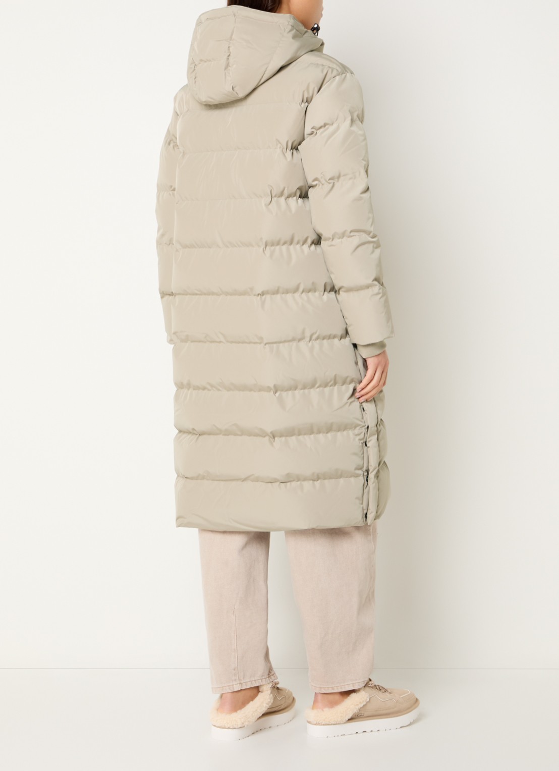Airforce Grace longline puffer jas met afneembare capuchon - achterkant 3 taupe