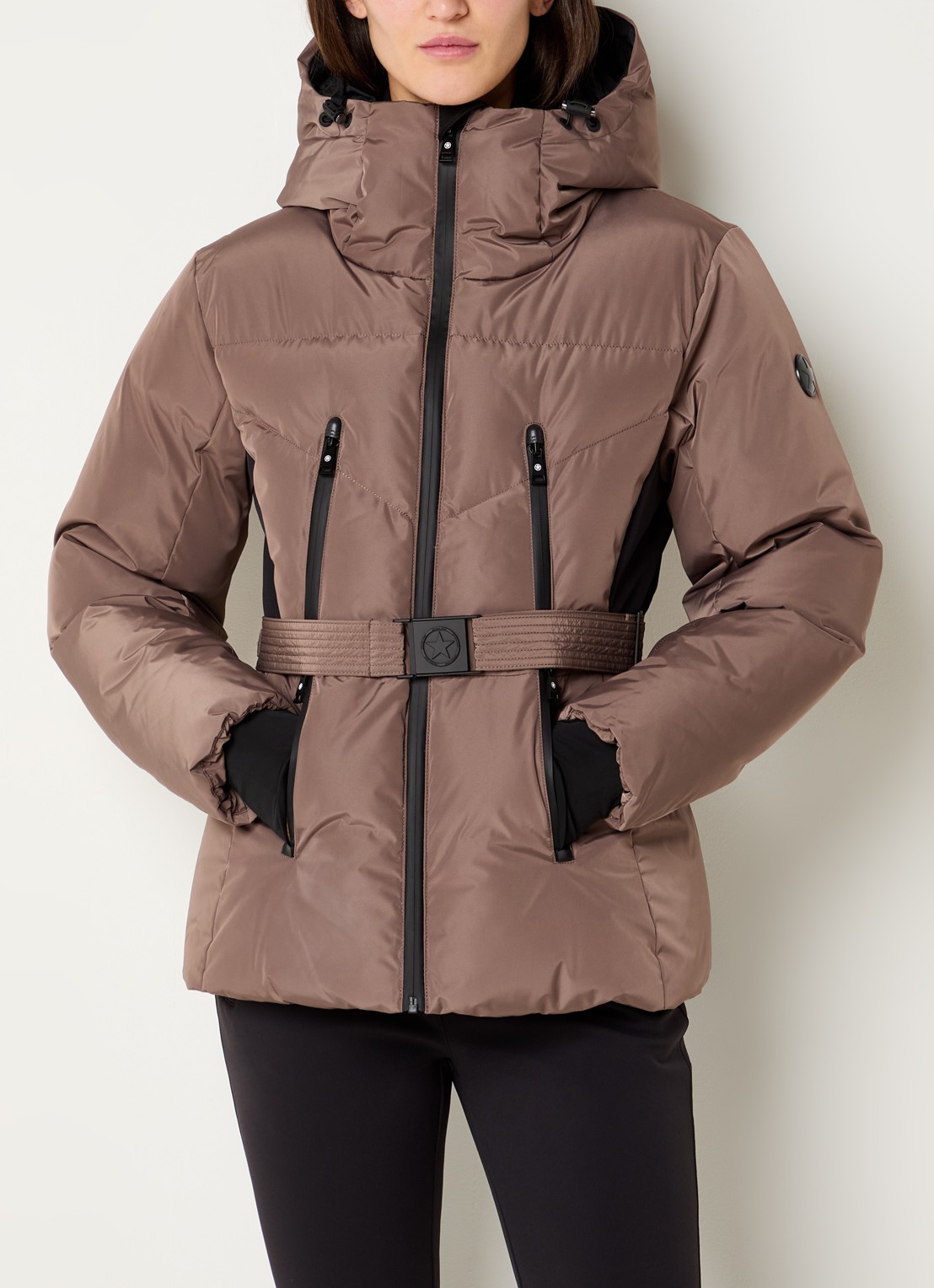 Airforce Hogadon ski-jas met ceintuur en waterafstotende coating - detail 2 lichtbruin