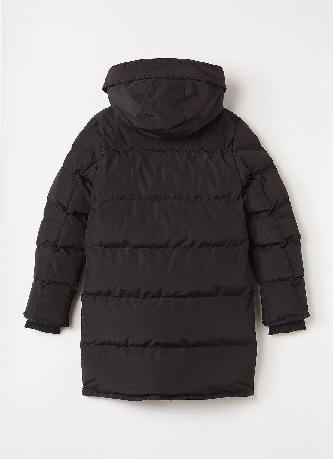Airforce Jade longline puffer jas met capuchon - achterkant zwart