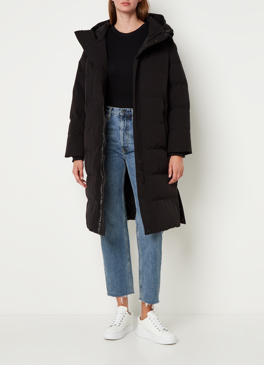 Airforce Janet gewatteerde parka van  polyester - voorkant 3 zwart