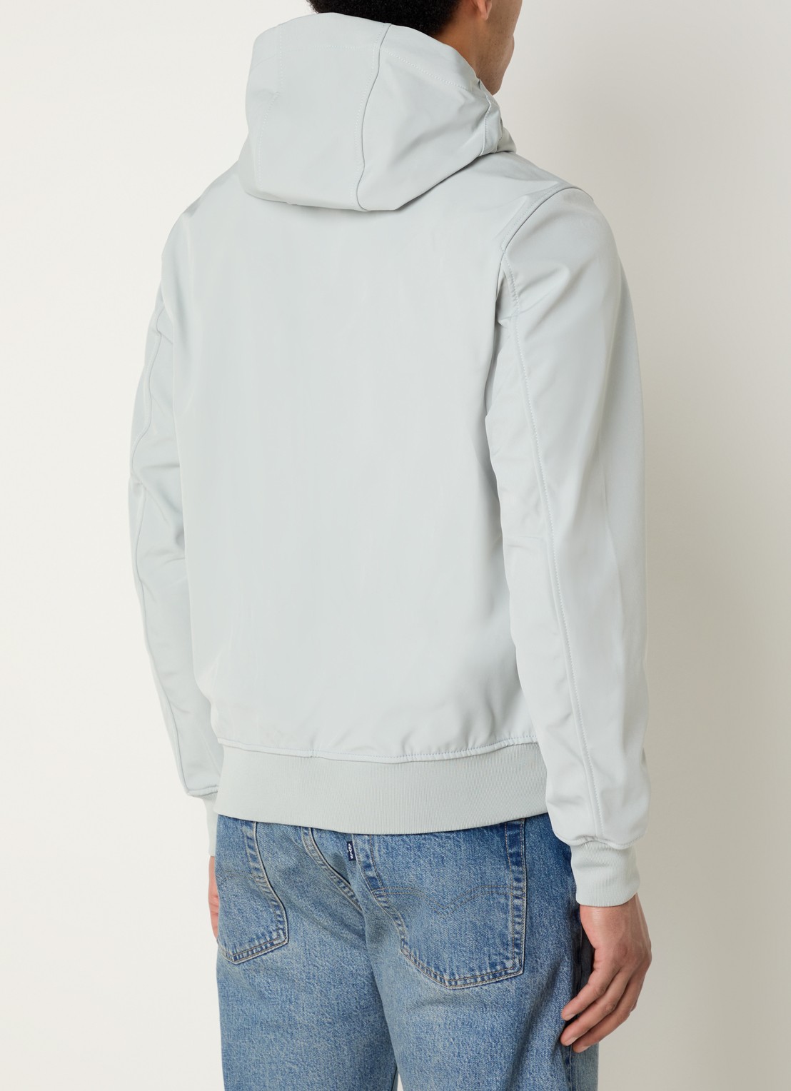 Airforce Javi softshell jack met capuchon en ritszakken - achterkant lichtgrijs