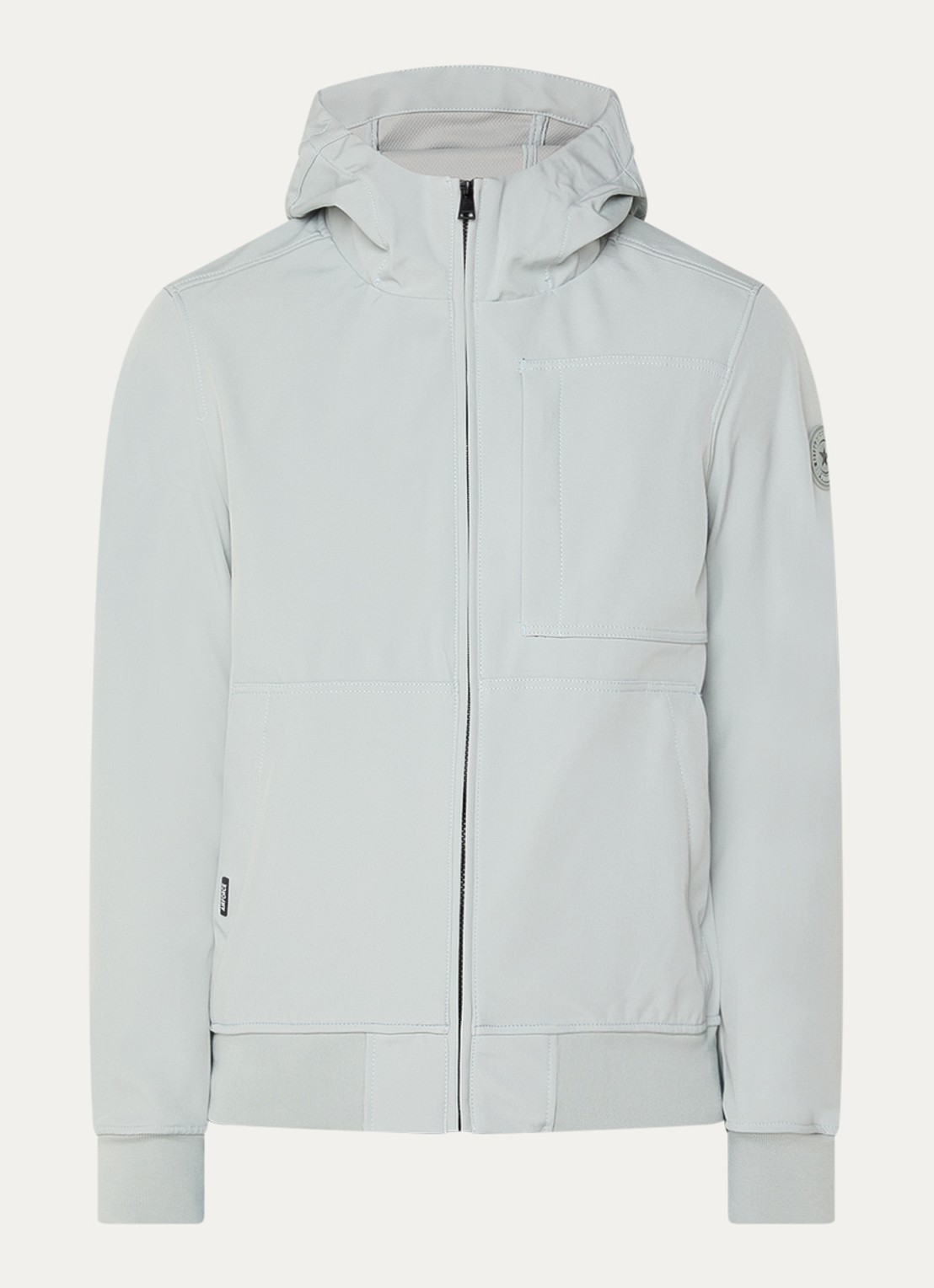 Airforce Javi softshell jack met capuchon en ritszakken - voorkant 2 lichtgrijs