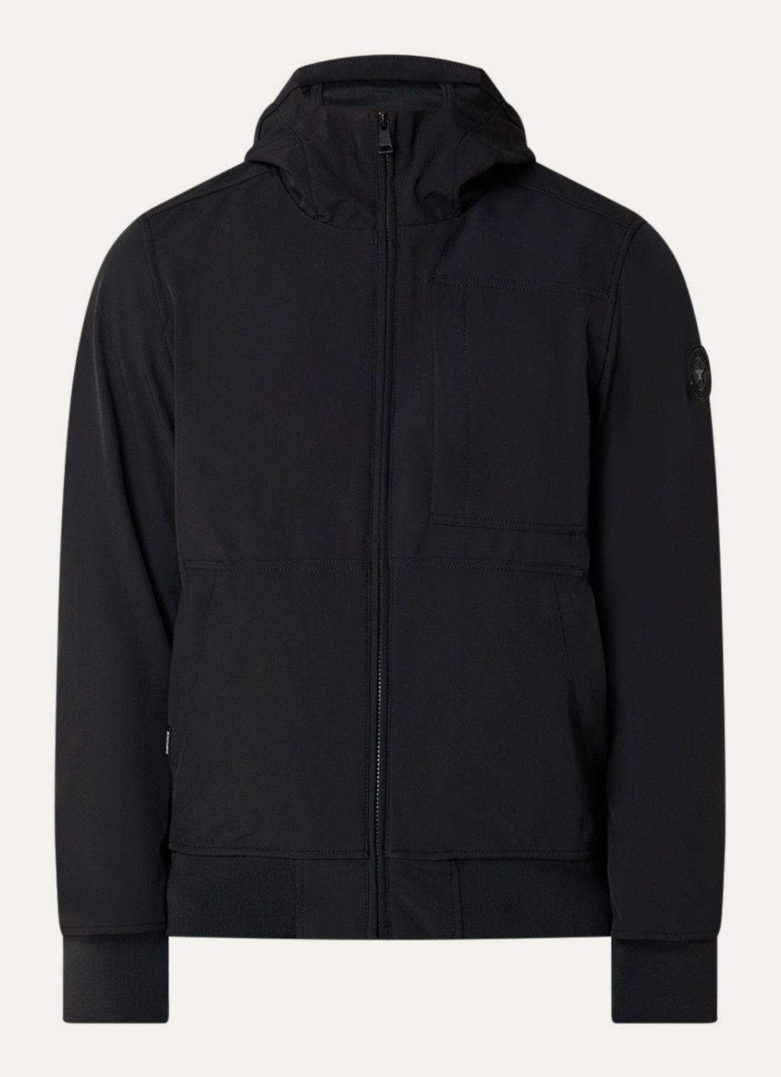Airforce Javi softshell jack met capuchon en ritszakken - voorkant 3 zwart