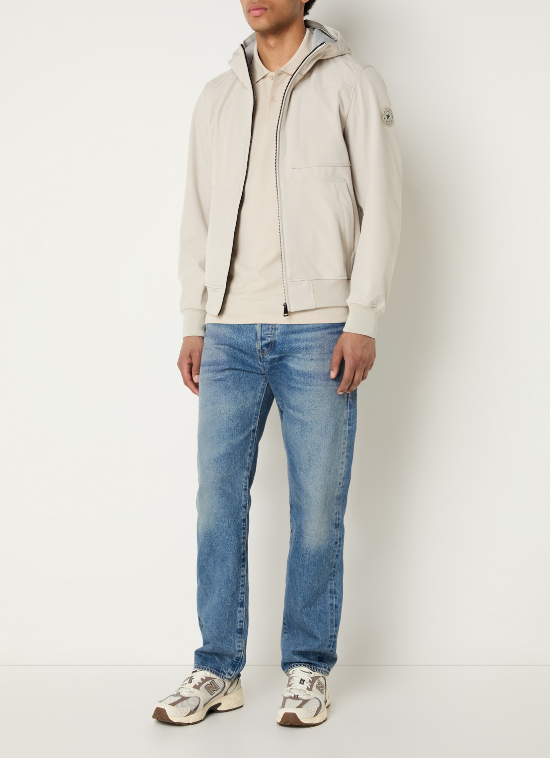 Airforce Javi softshell jack met capuchon en ritszakken - voorkant 3 creme