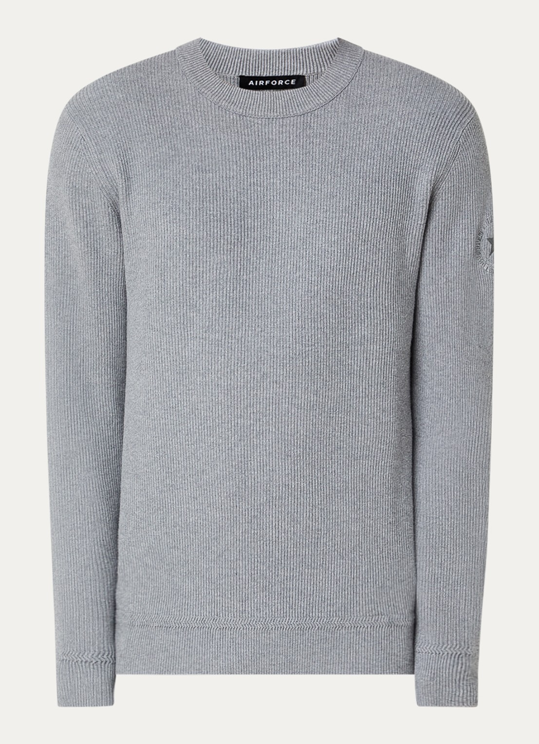 Airforce Kai grofgebreide pullover met ronde hals - voorkant 2 grijsmele
