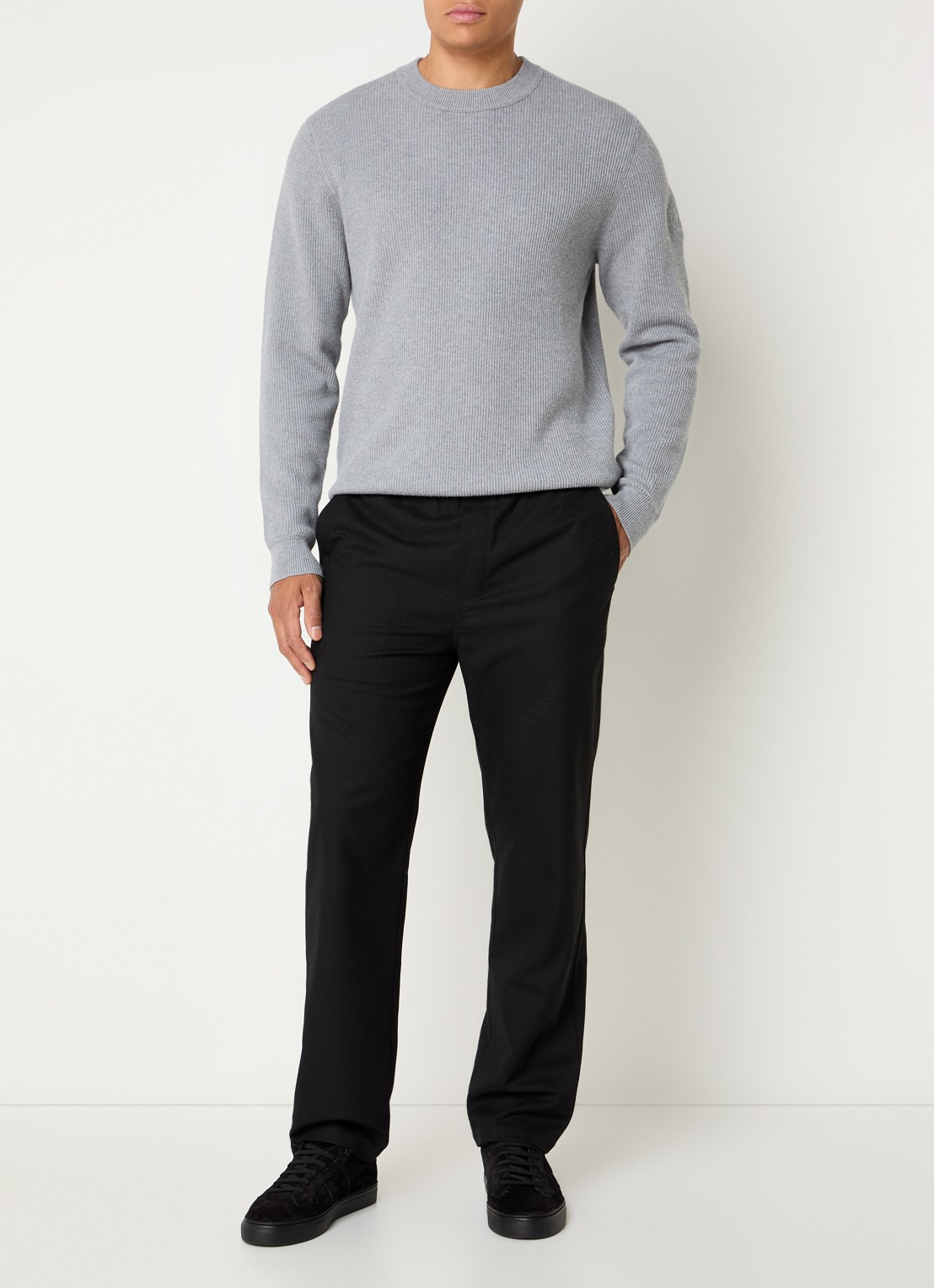 Airforce Kai grofgebreide pullover met ronde hals - voorkant 3 grijsmele