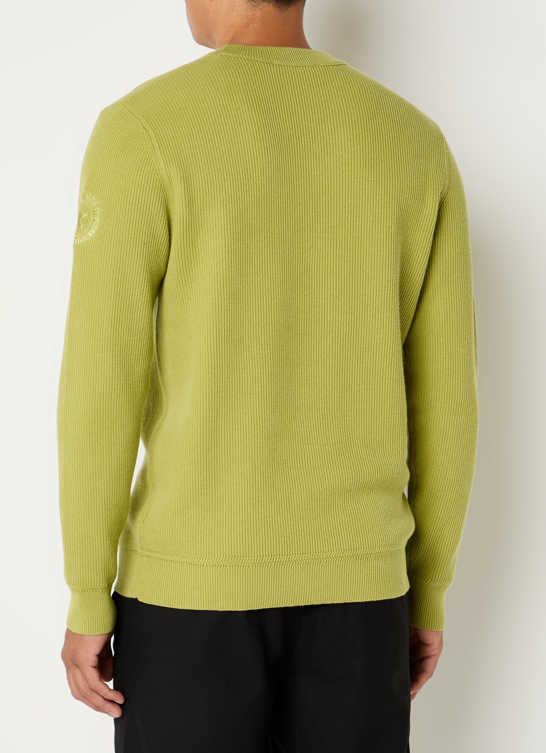 Airforce Kai grofgebreide pullover met ronde hals - achterkant 2 mosgroen