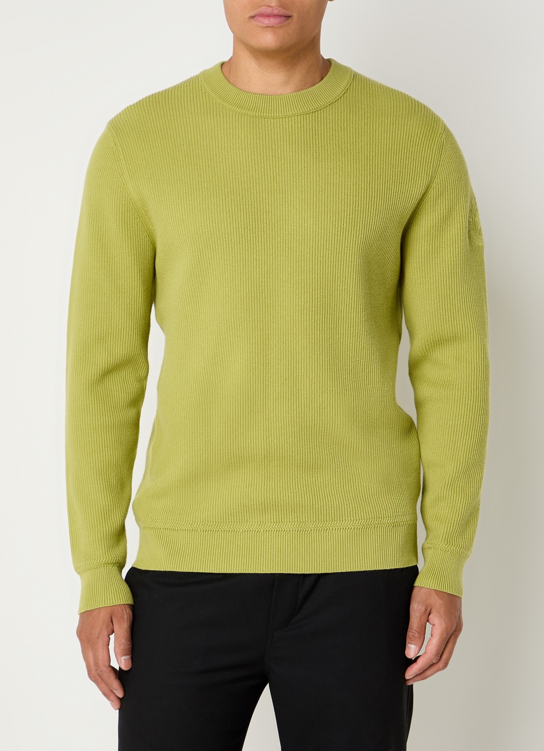 Airforce Kai grofgebreide pullover met ronde hals - detail mosgroen