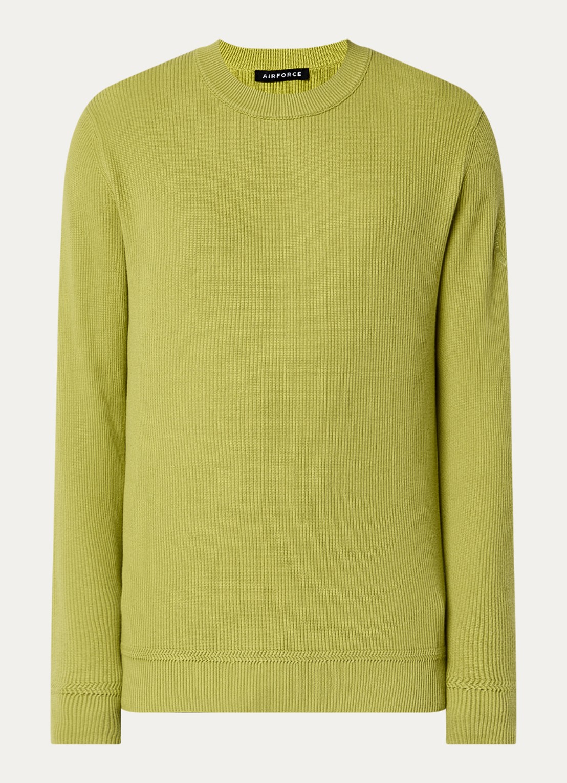 Airforce Kai grofgebreide pullover met ronde hals - voorkant 3 mosgroen