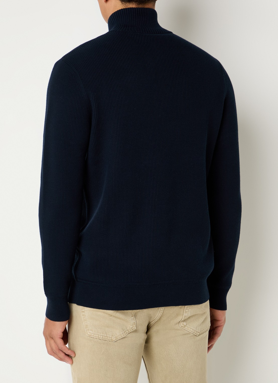 Airforce Kai ribgebreide trui met halve rits - achterkant donkerblauw