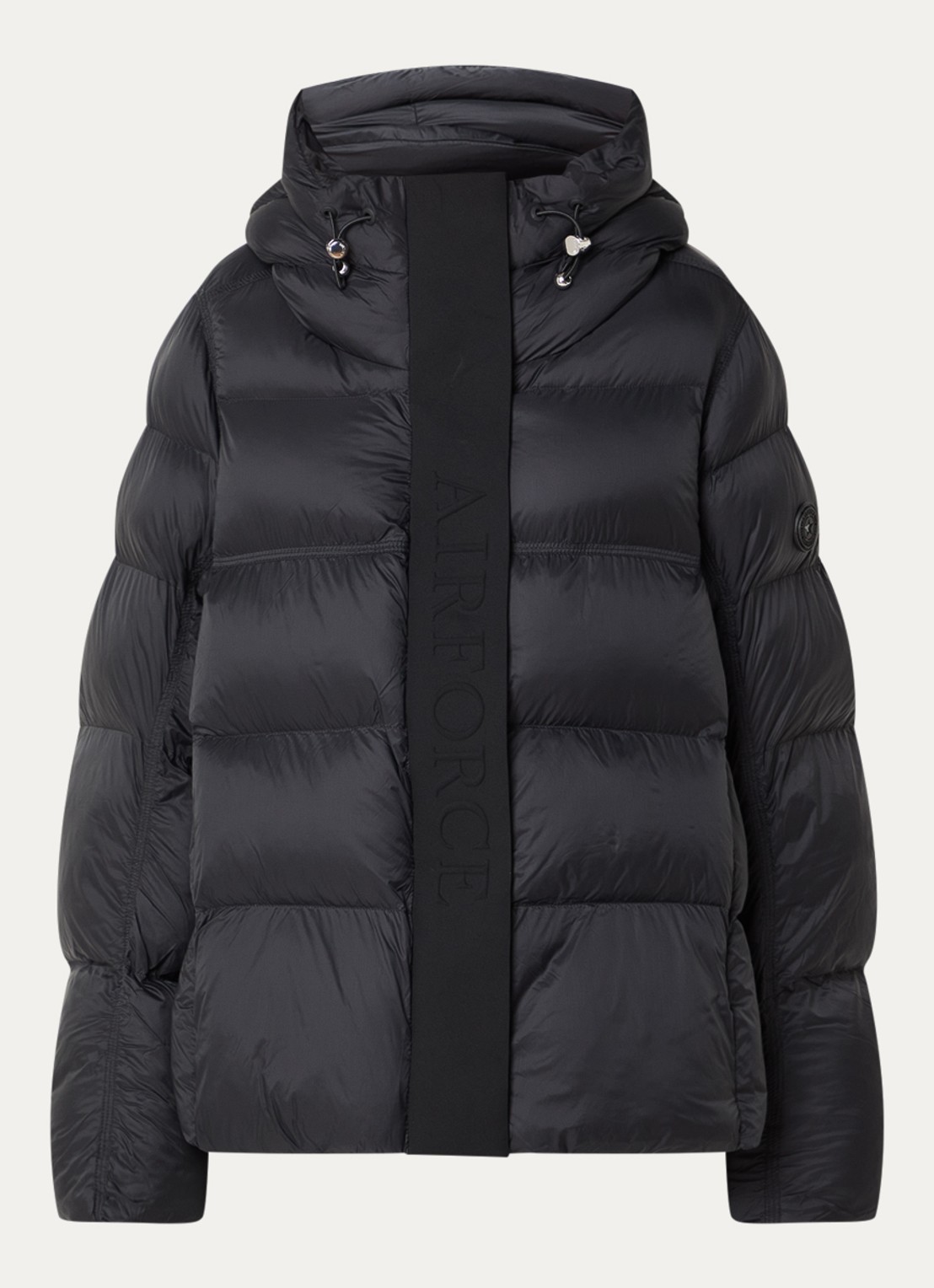 Airforce Kaia puffer jack met capuchon en logo - voorkant zwart