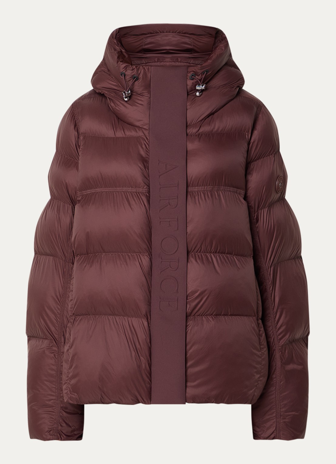 Airforce Kaia puffer jack met capuchon en logo - voorkant 2 roodbruin