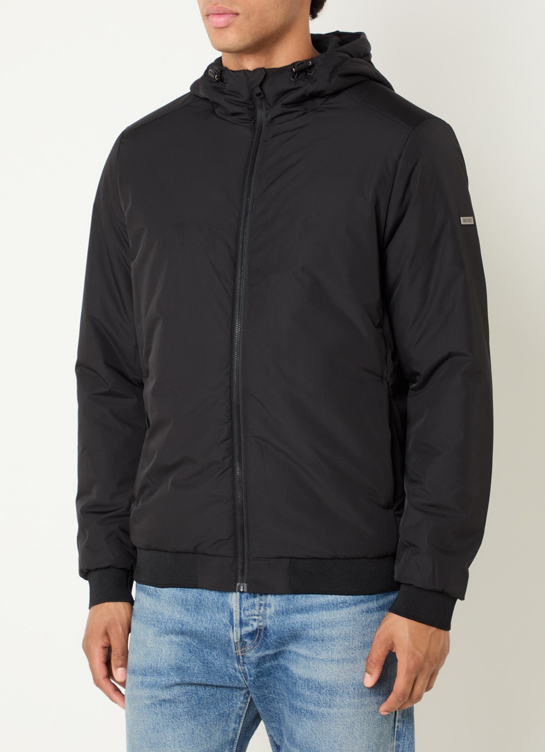 Airforce Larry gewatteerd bomberjack met capuchon en waterafstotende coating - detail 4 zwart