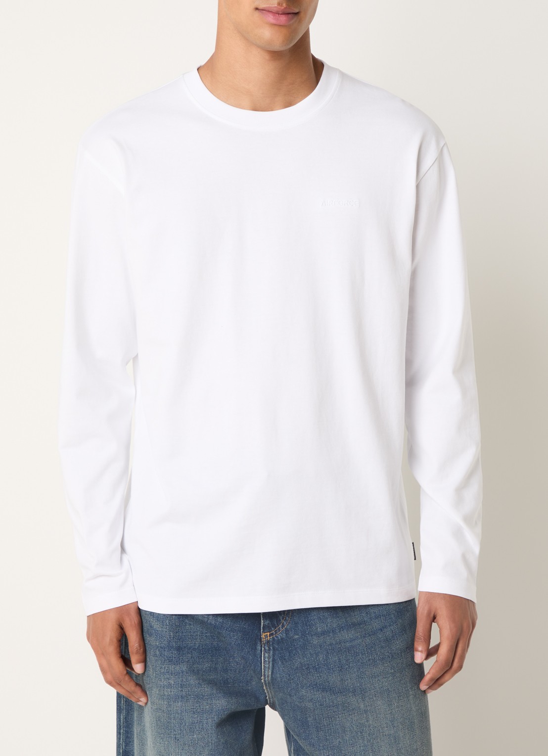 Airforce Longsleeve met logo - detail 3 wit