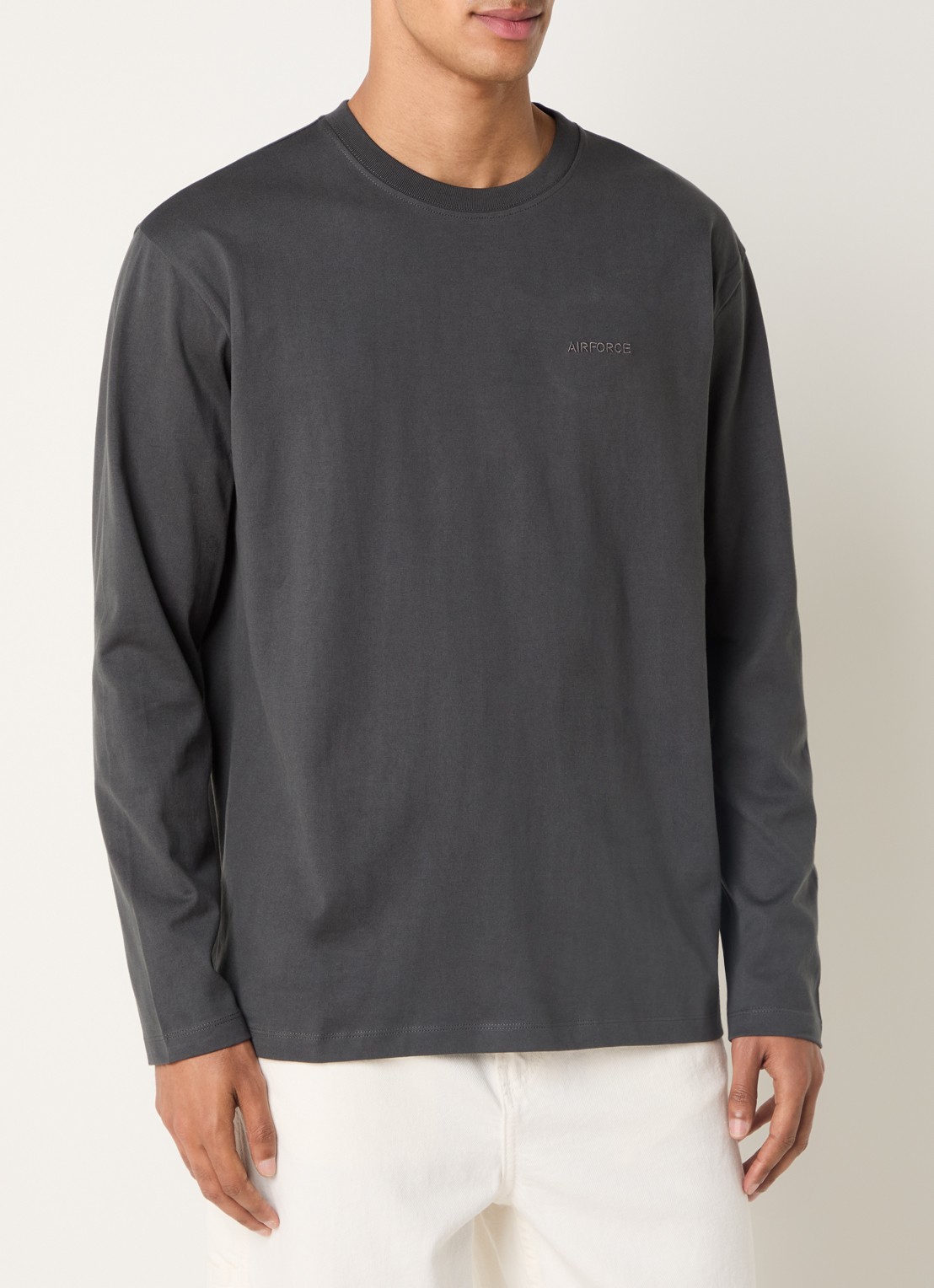 Airforce Longsleeve met logo - detail 3 antraciet