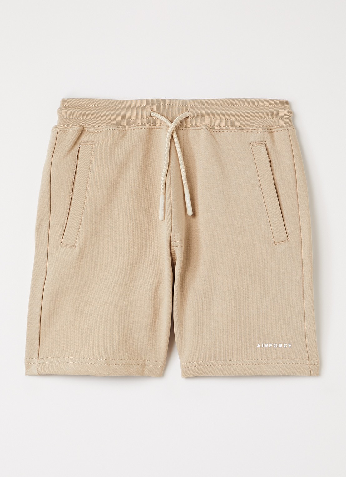 Airforce Loose fit korte joggingbroek - voorkant 3 beige