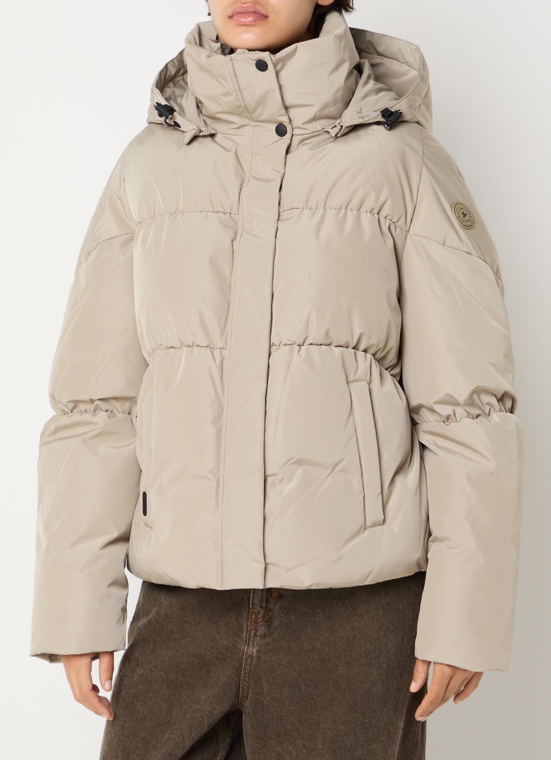 Airforce Maya puffer jack met steekzakken - detail creme