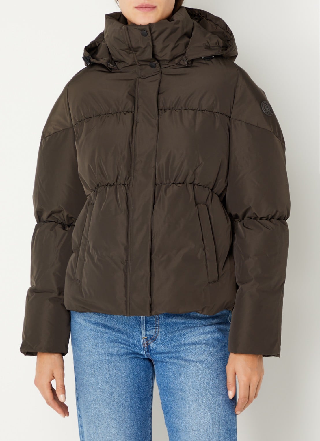 Airforce Maya puffer jack met steekzakken - detail donkerbruin