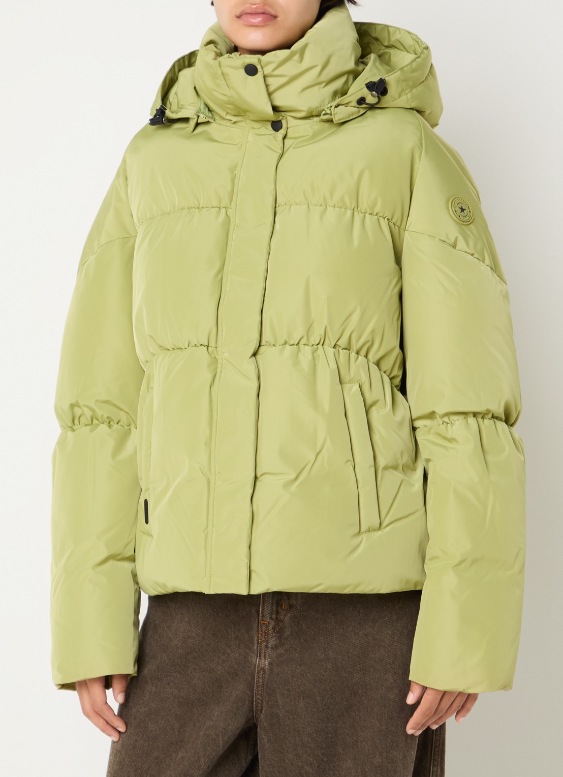 Airforce Maya puffer jack met steekzakken - detail 3 felgroen