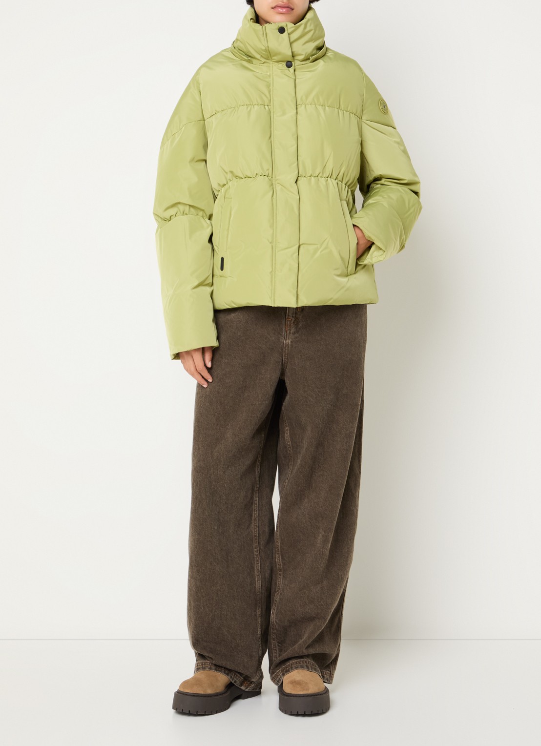 Airforce Maya puffer jack met steekzakken - voorkant 2 felgroen